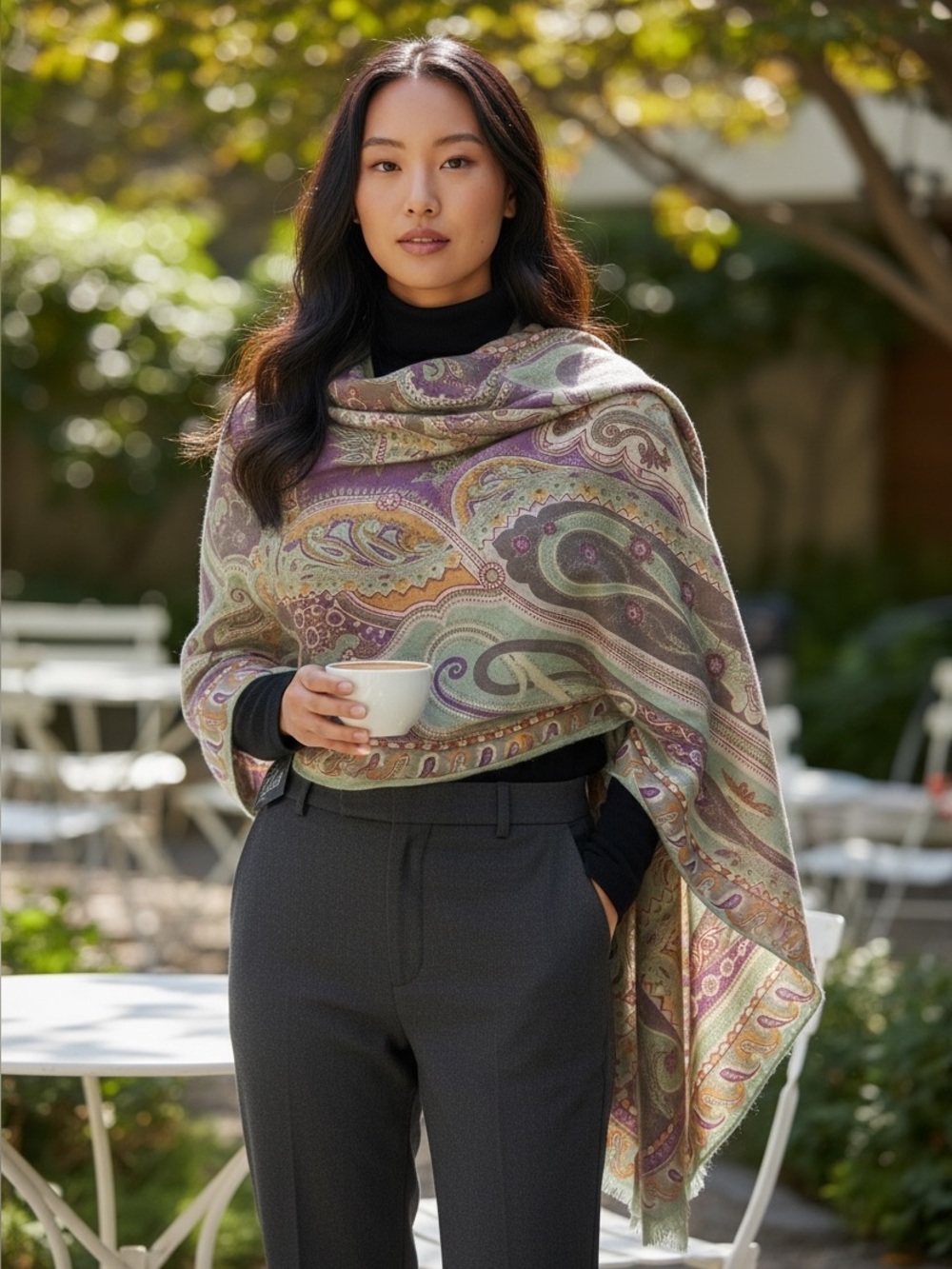 Etro Milano Paisley cashmere and silk  large scarf made in Italy
